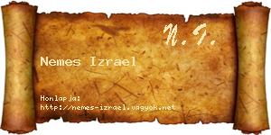 Nemes Izrael névjegykártya